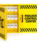 Lockout Tagout Cabinet Kit For Safe Padlock Storage And Quick Access Control Center Double Wide Yellow Meets OSHA Standards