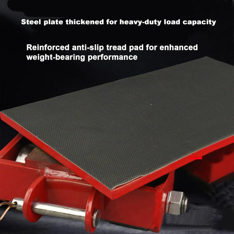 Close-up of steel plate on No Sweat Heavy Duty Machinery Mover With 5000 Pound Capacity featuring reinforced anti-slip tread.