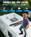 Person cleaning roof of RV with hose representing Two 100W N-Type Panels Solar Panel Kit For RVs And Campers, 200W 12V/24V System