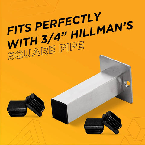 Three Quarters Inch Square Plastic Hole Plugs For Square Tubing And Fence Posts Black End Caps Snap In Inserts Ten Pack
