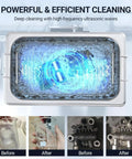 Digital Ultrasonic Cleaner 3.2L Tank With Heater And Timer for Before and After cleaning demonstration of glassware and small parts.