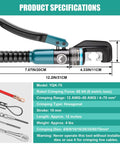 6 Ton Hydraulic Crimping Tool With 9 Die Pairs For 12 AWG To Two Zero Battery Cable Lugs And Wire Rope Crimper Heavy Duty Electrical Crimping For Welding Cables And Battery Cabling Pro Grade