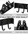 Stainless Steel Rustproof Broom Holder Wall Mount With Four Slots And Six Hooks Built Tough Mop Hanger details close-up