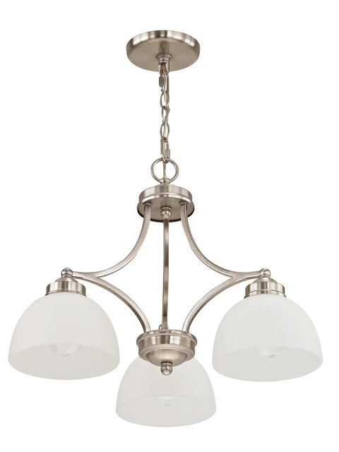 Sleek Silver Transitional Chandelier For Dining Rooms And Living Areas, steel construction, brushed nickel, 3-light design