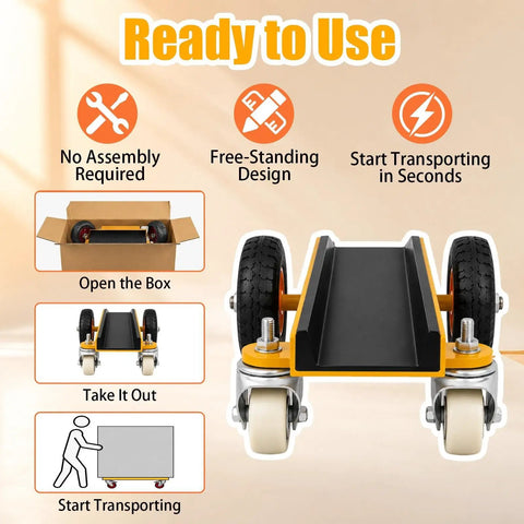 Ready to use Straight Up Heavy Duty Drywall Mover Panel Dolly with fly gliding wheels for effortless transport and no assembly needed.