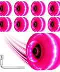 8-pack light up roller skate wheels with 78A hardness, LED illumination, ABEC 9 bearings, indoor and outdoor high performance