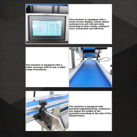 Touch screen display of Straight Up Efficient 110V Quick Setup Automatic Desktop Conveyor Bottle Labeler Pro for easy operation.