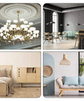Chandelier and modern furniture showcase with various lighting and design in a stylish interior setting.
