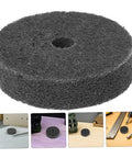 Check Out These 6pc Nylon Polishing Buffing Wheels With 10mm Hole For Metal Aluminum Wood And Furniture Making Your Surface Look Super Clean And Shiny Real Fast Today - dark grey nylon buffing wheel close-up.
