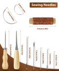Leather Working Starter Kit For Beginners With Waxed Thread Groover Awl Stitching Punch And Storage Bag Pro Leather Craft Set displayed