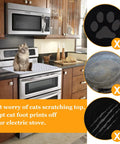 Quilted Stove Top Cover Protector For Glass Ceramic Cooktops with cat sitting on it, prevents scratches and stains in kitchen.