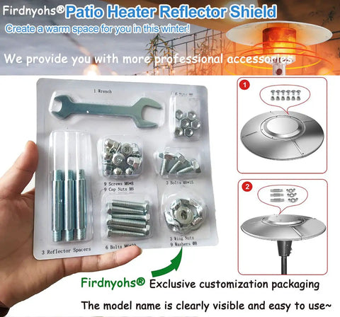 Must Have Hardware Bolt And Nut Set For Patio Heaters Replacement Kit With Galvanized Fasteners shown in packaging