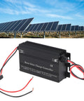 Big Time Mppt Solar Charge Controller Kicking Out Knockout Output At 600W For Panels And EV Charging, with solar panels in background.