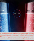 Visual comparison of hot and cold water temperatures for Straight Up Water Cooler Dispenser with Dual Temp Control.