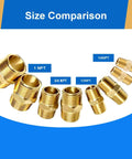 Size comparison of 4 Pack Hex Nipple 1 Inch NPT Male To 1 Inch NPT Male Solid Brass Pipe Fittings, corrosion resistant adapters