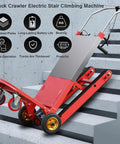 Heavy Duty Electric Stair Climber Hand Truck With 300 Kg Load Capacity And Silent Crawler Design For Fast Logistics Work In Warehouses Featuring 2200w Brushless Motor Plus Long Battery Life on stairs with thickened plates.