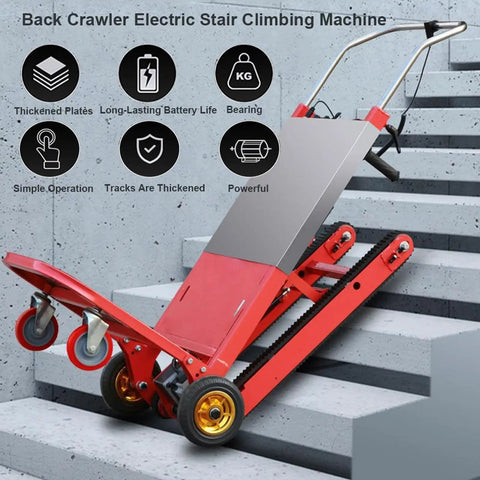 Heavy Duty Electric Stair Climber Hand Truck With 300 Kg Load Capacity And Silent Crawler Design For Fast Logistics Work In Warehouses Featuring 2200w Brushless Motor Plus Long Battery Life on stairs with thickened plates.