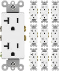 10 Pack Decorator Wall Receptacle Outlet 20 amp 125V 2500W Non Tamper Resistant UL Listed White for Residential Use