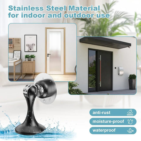 Two Pack Magnetic Door Stoppers For Wall And Floor Mounting No Drill Door Holder With Strong Magnet Keeps Heavy Doors Open