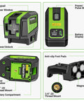 Self Leveling Laser Level With Plus Mode And Dual Line Plus 2 Plumb Dots, 360 Degree Magnetic Base, product components view