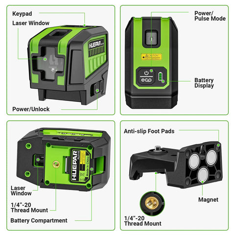 Self Leveling Laser Level With Plus Mode And Dual Line Plus 2 Plumb Dots, 360 Degree Magnetic Base, product components view