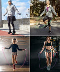 People using Adjustable Beaded Jump Rope For Fitness, Tangle Free Segmented Rope With Soft Beads, 9.2 Feet Length outdoors and in gym