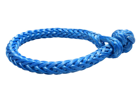 Blue 1/4 Inch Soft Shackle made from UHMWPE rope with 3.7 ton break strength for sailing, climbing, camping and recovery.