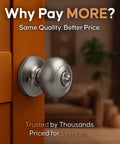 Heavy Duty Satin Stainless Interior Door Knob Set With Privacy Button on wooden bedroom door