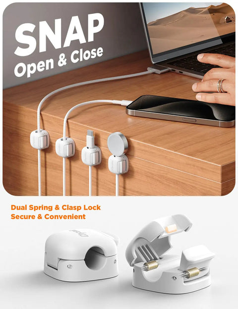 Dual Spring Cord Clips Pack No Slip Adhesive Cable Organizer For Chargers And Wires Keeps Cords Locked On Nightstand Wall Or Car