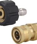 Front view of M MINGLE pressure washer adapter set; brass M22 to 1/4 in quick-connect fitting.