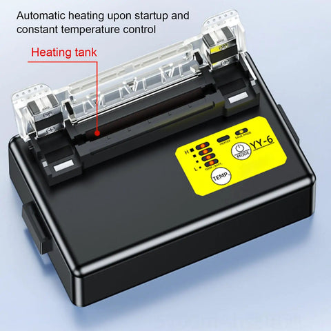 Cryfokt Splicer Heater W External Heat Shrink Tube Heating Furnace Rechargeable Li Ion Battery 5100Mah close-up of heating tank controls
