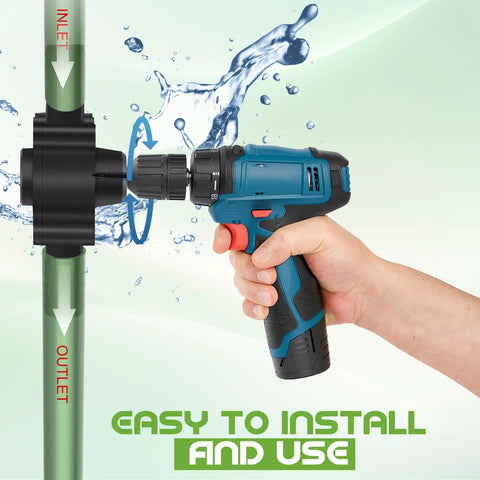 Drill Powered Fluid Transfer Pump For Water Oil Diesel Kerosene Portable Compact Water Pump attached to cordless drill