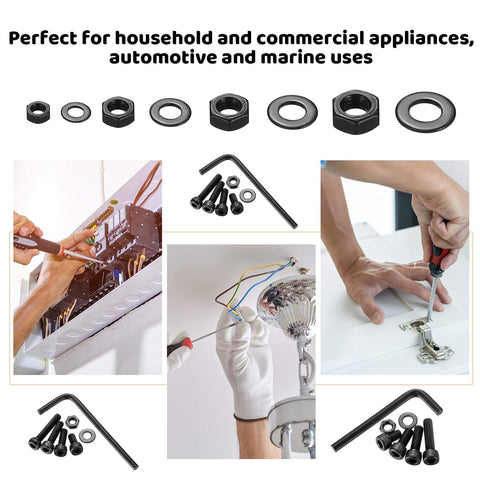 1274 Pcs Metric Screw Set M2 M3 M4 M5 With Hex Socket Head Cap Screws Nuts Washers And Bolts, used in appliances and machinery.