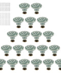Slick Green Ceramic Cabinet Knobs, Retro Drawer Pulls For Kitchen Cabinets And Dressers, Vintage Furniture Handle Set Including Mounting Hardware.