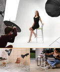 Beefy 9.2 Ft Heavy-Duty Light Stand Kit Two Pack with Dual Springs supporting softbox and LED lights in a photography studio setup.