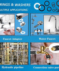 Applications of Go To 1000 Piece O Ring Kit With 18 Sizes And 18 Size Rubber Washers for faucets, hydraulic pipelines, valve ports.