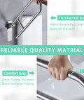 Stainless Steel 29.5 Inch Toilet Safety Rails With Flip Up Grab Bar And Paper Holder, Handicap Bath Handrails for comfort grip.