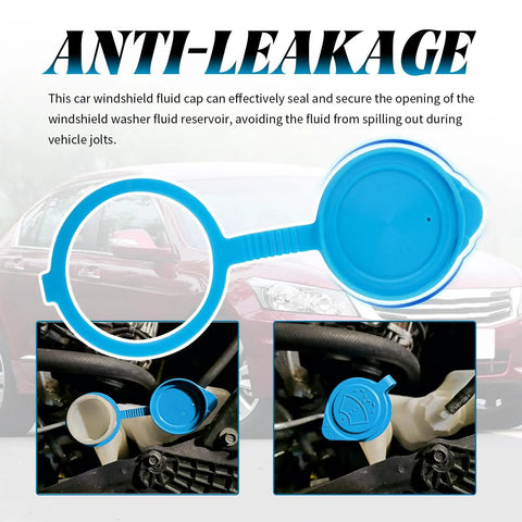 Windshield Washer Fluid Cap Replacement OEM 38513-SC4-672 installed on Honda reservoir, shown in close-up and open view.