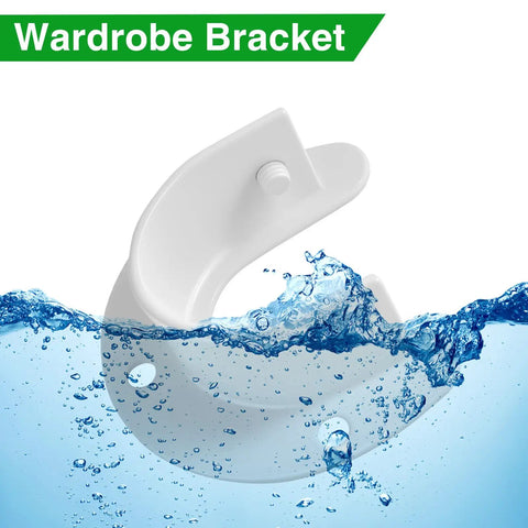 Heavy Duty White Closet Rod Brackets Built Different Stainless Steel U Shaped Wall Mount Sockets For Home Organization With Quick Setup Hardware Included, white u-shaped bracket with water splashes