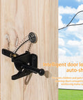 Anti Sag Fence Gate Kit Heavy Duty Gate Hardware With Latch Set featuring intelligent door lock on wooden fence post.
