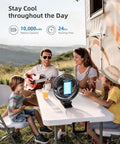 Family enjoying outdoors with 8 Inch Clip On Fan With 10000mAh Battery, All Day Cordless Power, Strong Airflow, USB Rechargeable