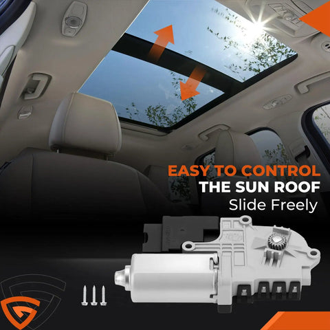Interior view of a Ford Explorer sunroof with Ford Explorer Sunroof Motor Replacement 2011 Through 2017 Fits Left And Right One Piece Upgrade For Smooth Open And Close Operation Easy Plug And Play BB53 15B689 AB BB5Z15790A displayed.