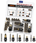 Rivet Nut Tool Set Kit With Six Rivet Nut Pliers And Sixty Press In Nuts M3 To M8, case with M3-M8 inserts