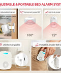 Bedside Alarm For Seniors With Wireless Motion Sensor And Five Volume Levels For Fall Prevention Dementia Care Portable Caregiver Pager, USB rechargeable