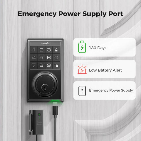Smart Keyless Entry Door Lock With WiFi Keypad Front Door Deadbolt That Plays Nice With Alexa And Google Assistant with power port