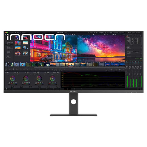 Front view of 40 Inch 5K Ultrawide Monitor For Laptop 21:9, 100Hz IPS Display, HDR400, 5120 x 2160, USB-C And DP, FreeSync, Built In Speakers
