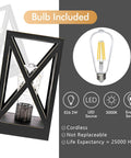 2 Pack Retro Battery Powered Table Lamps Cordless Nightlight Set with bulb details and rustic design