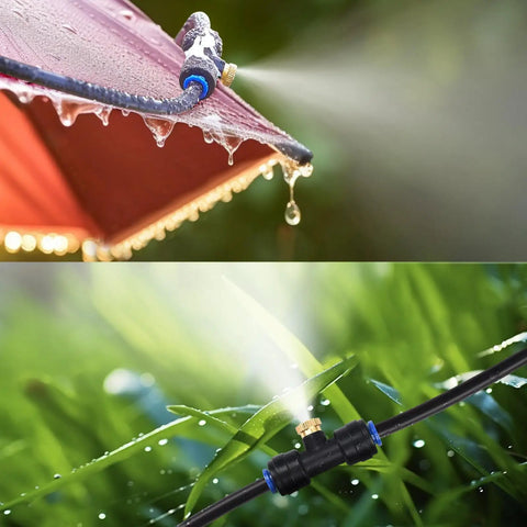 Misting System 26 Foot Kit With Brass Nozzles And Three Quarter Inch Brass Adapter For Outdoor Patio Cooling Garden Greenhouse