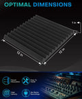 Crush Echo And Level Up Your Home Studio Setup With This Solid 96 Pack Of High Density Black Acoustic Foam Panels That Absorb Noise And Smooth Room Vibes While Keeping Things Real Clean, 12x12 inches, 1 inch thick.
