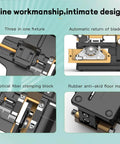 Beast Mode Fiber Optic Cleaver with automatic blade return, clamping block, and anti-skid mat for precise fiber cutting.